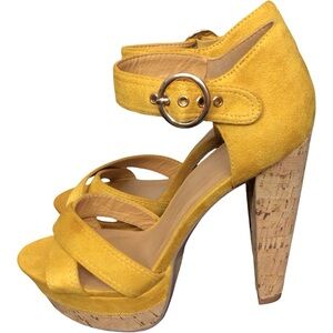Speed Limit 98 Mustard Suede Platform Heels